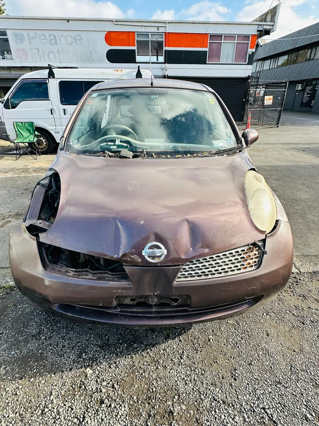 Front-damaged Nissan Micra